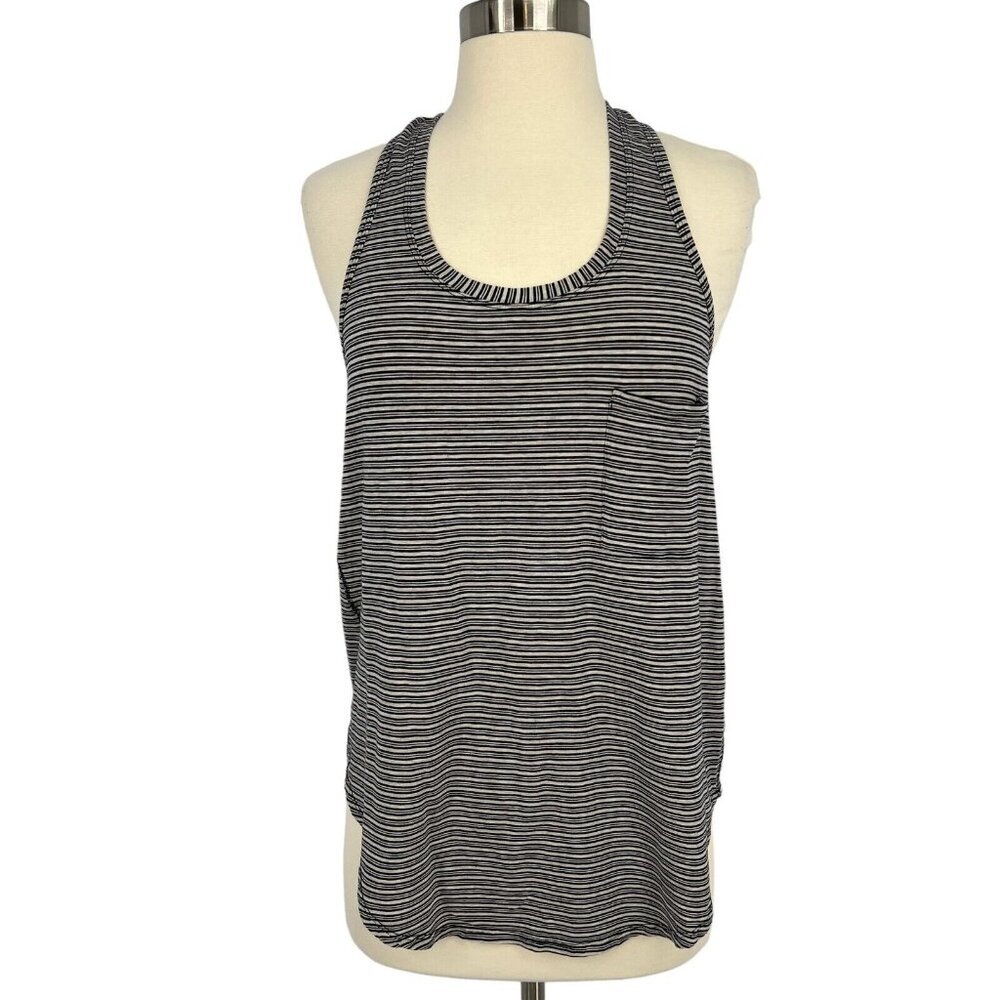 lululemon athletica Black and White Striped Racerback Tank